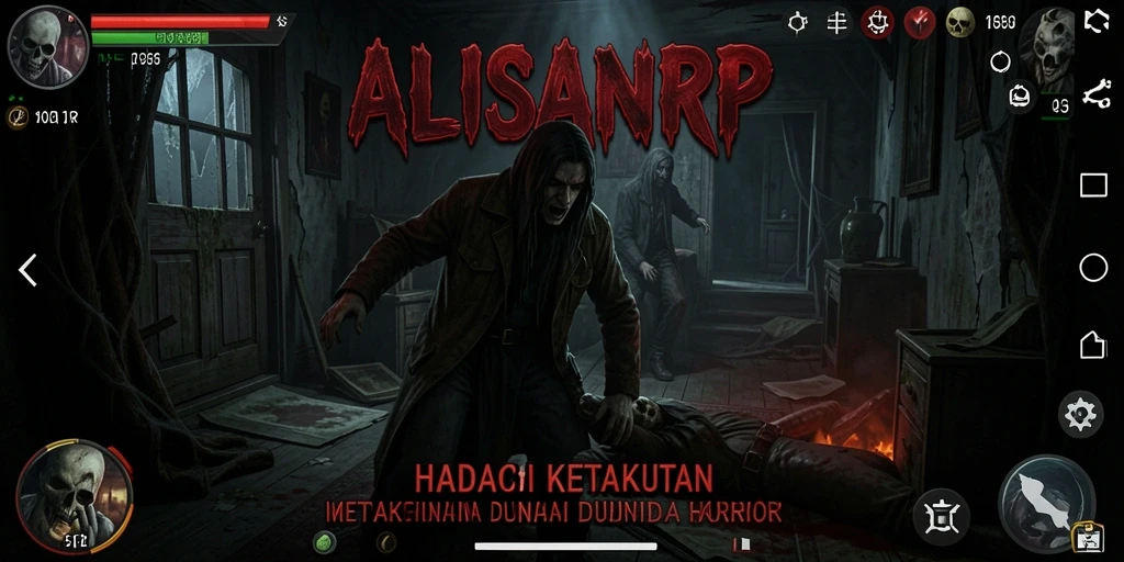 Gameplay ALISANRP yang mencekam dengan suasana menyeramkan.
