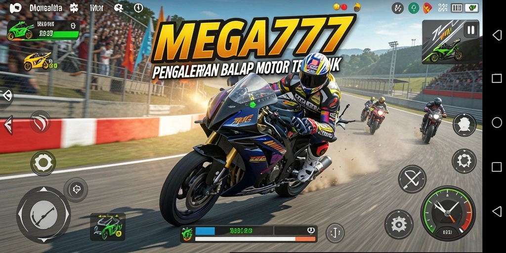 Tampilan gameplay seru balapan motor di MEGA777.