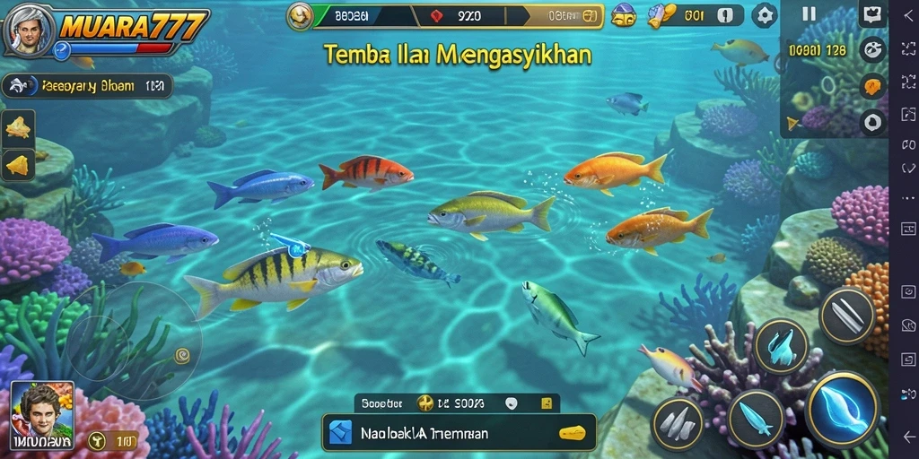 Screenshot MUARA777 menunjukkan gameplay tembak ikan yang seru dan menarik.