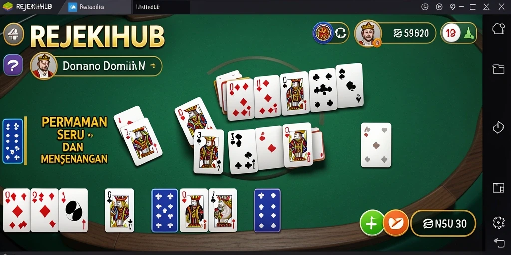 Tampilan menarik REJEKIHUB dengan gameplay Domino yang seru.