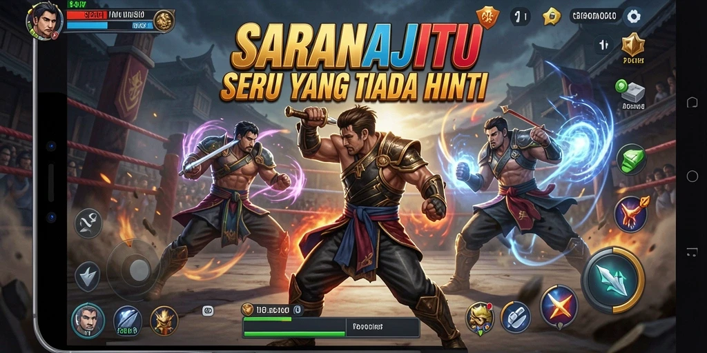 Tampilan gameplay mendebarkan dalam pertarungan Fighting.
